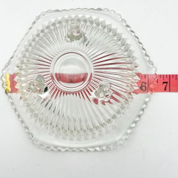 Vintage Clear Glass Footed Candy Dish With Scalloped Edge & Floral Design - Picture 5 of 6